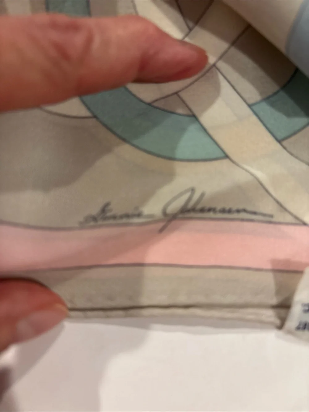 Vintage Ginnie Johansen 100% Silk Scarf 34” Square Pastel Colors